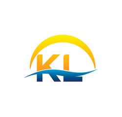 kl initial logo with waving swoosh