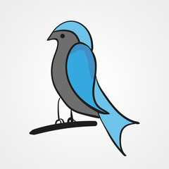 Blue bird vector flat