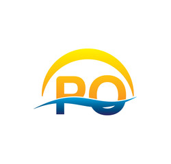 po initial logo with waving swoosh