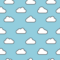 Seamless pattern with clouds on a blue background