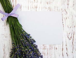 lavender flowers with card