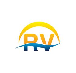 rv initial logo with waving swoosh