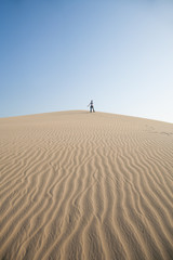 Fototapeta na wymiar woman on top of the dune