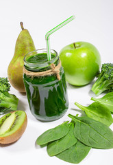 Slimming cocktail of green vegetables and fruits.