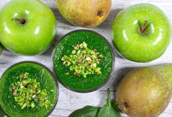 Slimming cocktail of green vegetables and fruits.