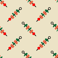 Icono plano patron con brochetas sobre fondo rosa
