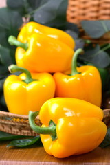 Yellow and green pepper still life