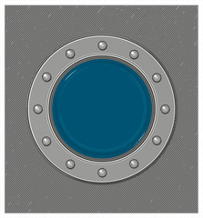 Submarine window or porthole with underwater view