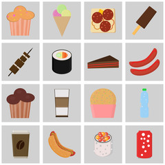 Food and beverage. Colored icons vector