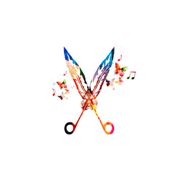 Creative scissors with feathers