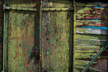 Old and distressed dilapidated railway wagon door