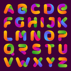 Colorful one line letters set.