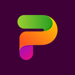 P letter one line colorful logo.
