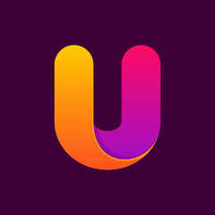 U letter one line colorful logo.