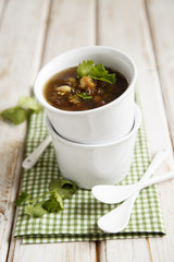 Eggplant soup with peas
