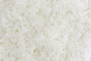 Close view of sweetened coconut flakes
