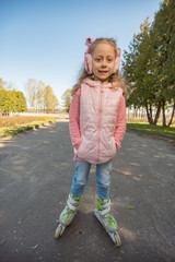 Girl standing on roller skates