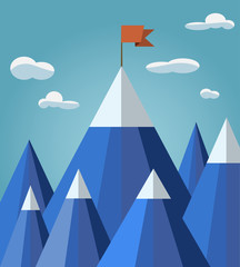 success or leadership concept with mountain landscape