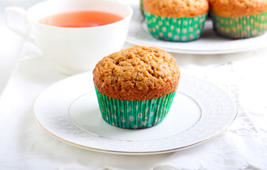 Peanut butter muffins on plate
