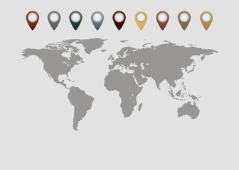 Fototapeta na wymiar Vector world map with location