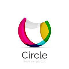 Circle logo. Transparent overlapping swirl shapes. Modern clean business icon