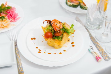 Fresh salad with seafood
