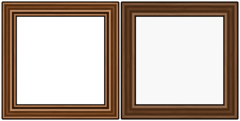 wooden frame isolated on white, set