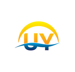 uy initial logo with waving swoosh