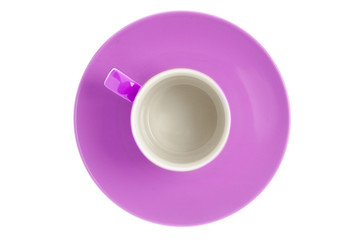 top view of pink cup and saucer.
