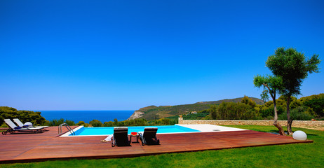 big luxury pool with decoration