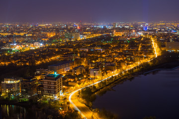 Naklejka premium Night view from the tallest building in Bucharest