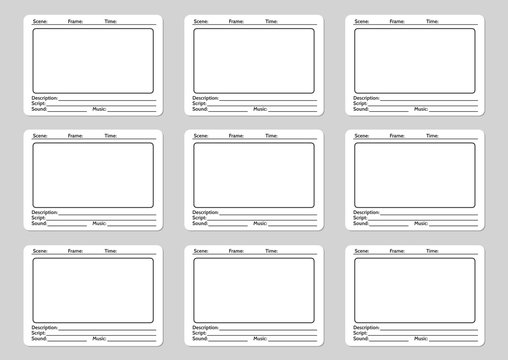 Storyboard template for film story icons. Vector illustration