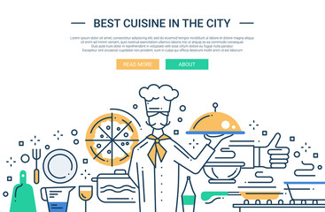 Best Cuisine In the City - line design website banner