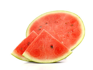 Watermelon slices with bite marks,Fruit for summer isolated on w