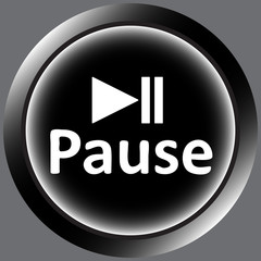 Icon black word pause and symbol