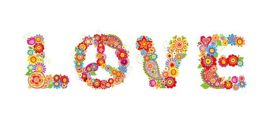 Flowers hippie print. Love letter