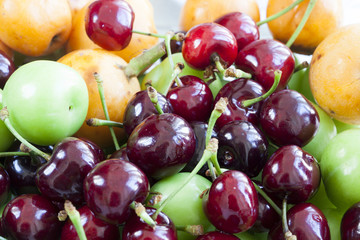 summer fruit. Loquat-medlar, cherry, plum
