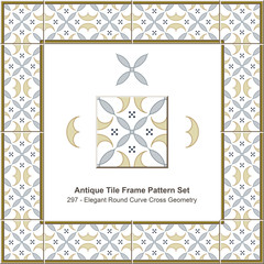 Antique tile frame pattern set_297 Elegant Round Curve Cross Geometry