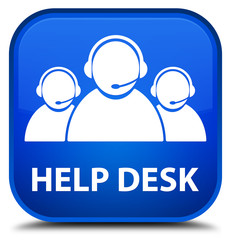 Help desk (customer care team icon) blue square button