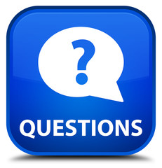 Questions (bubble icon) blue square button