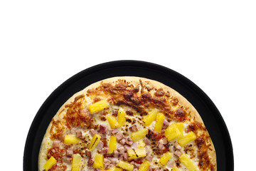 half view of hawaiian pizza