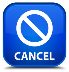 Cancel (prohibition sign icon) blue square button