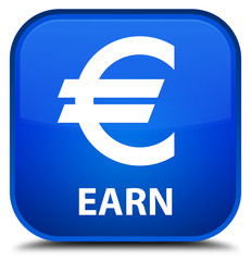 Earn (euro sign) blue square button