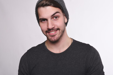 Close up of attractive young man