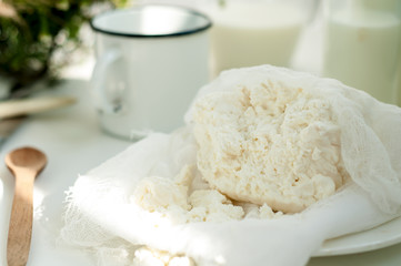 Plate of homemade cottage cheese