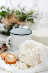 Plate of homemade cottage cheese