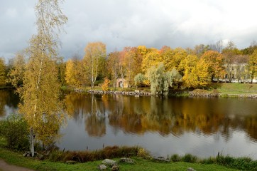 Lake in the fall Priozersk Leningrad Region