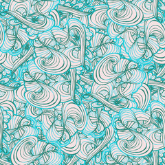 Seamlessly tiling wave pattern. Doodle style tile for print.Seamless pattern. Vector illustration. Wave and curl.