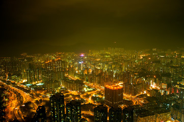 the viewpoint of Hongkong at night time