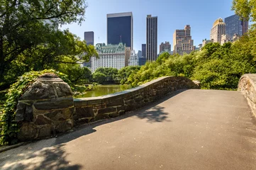 Printed kitchen splashbacks Central Park Central Park South from Gapstow Bridge. The bridge spans The Pond on a quiet morning in Central Park springtime. New York City